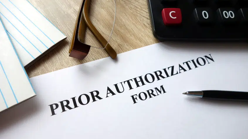 paper that says "prior authorization form" 